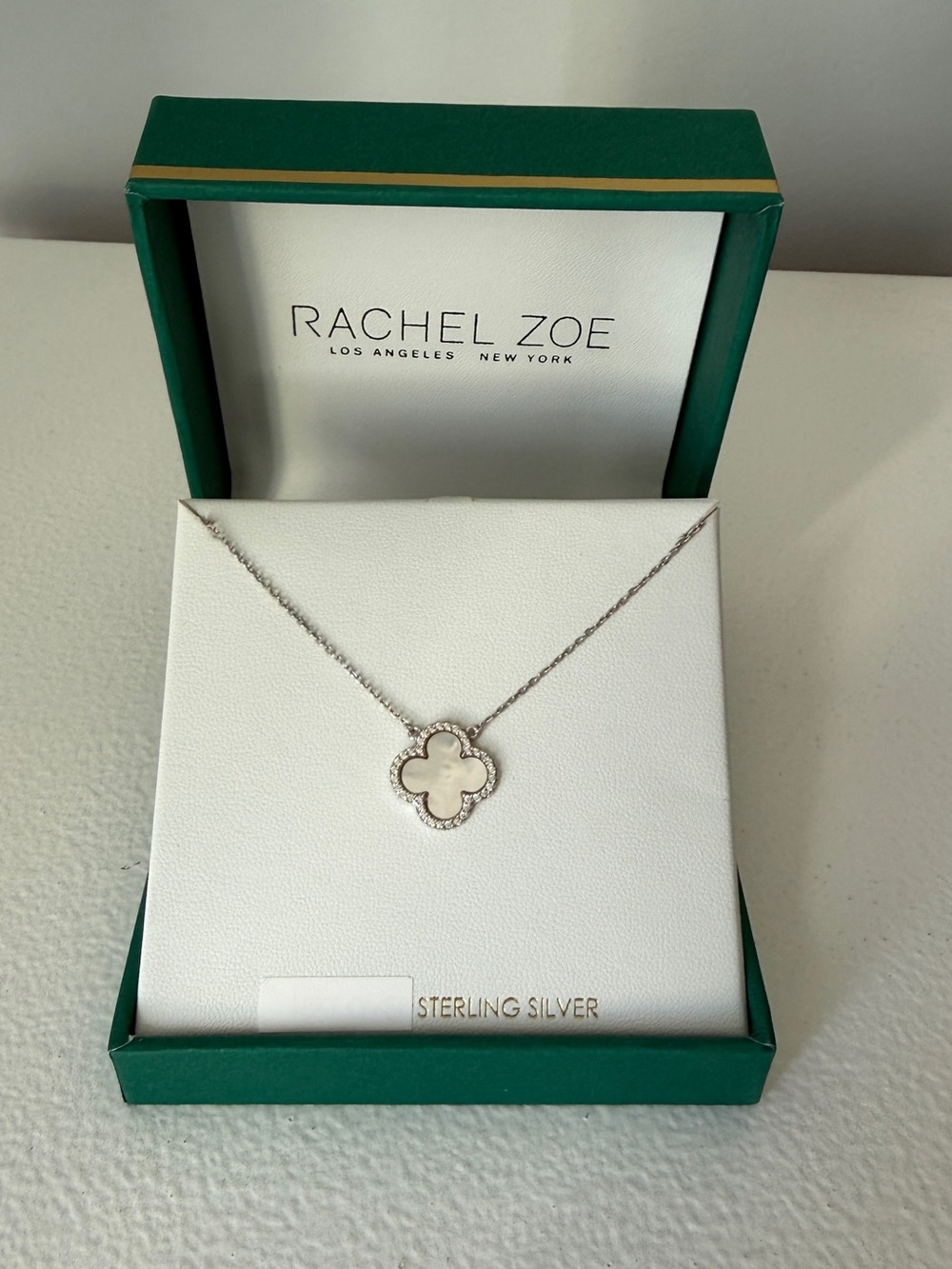 Rachel Zoe Sterling Silver Mother-of-Pearl Clover Pendant Necklace